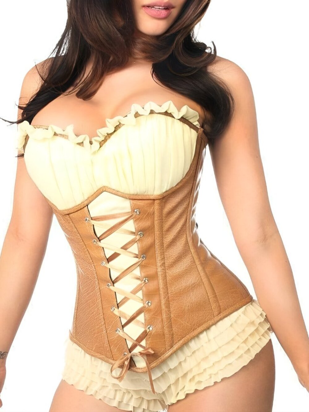 Daisy Corsets FullBust Faux Leather Steel Boned Ren Faire Corset 5XL New W/ Tags